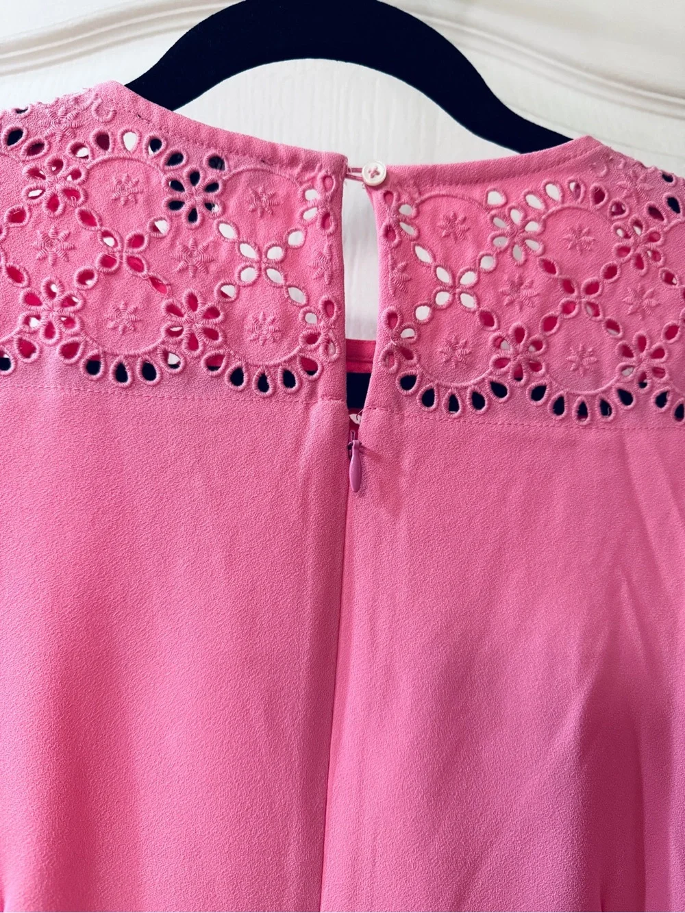 J. Crew Pink Eyelet Yoke Top